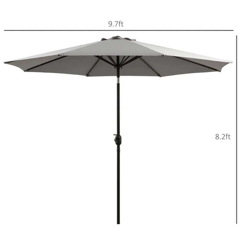 10’ x 8’ Outdoor Garden Umbrella - Light Gray