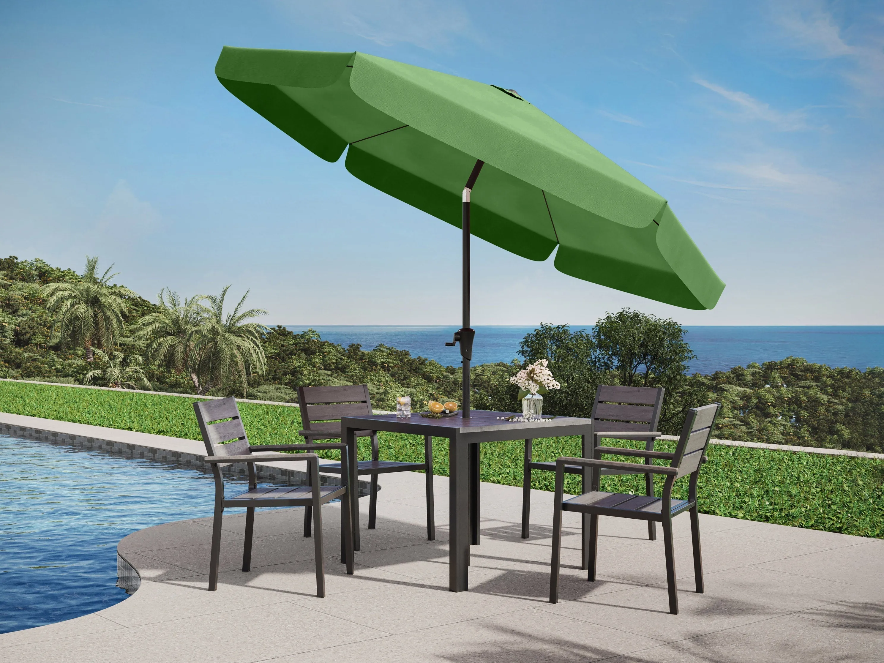 10ft Round Forest Green Patio Umbrella