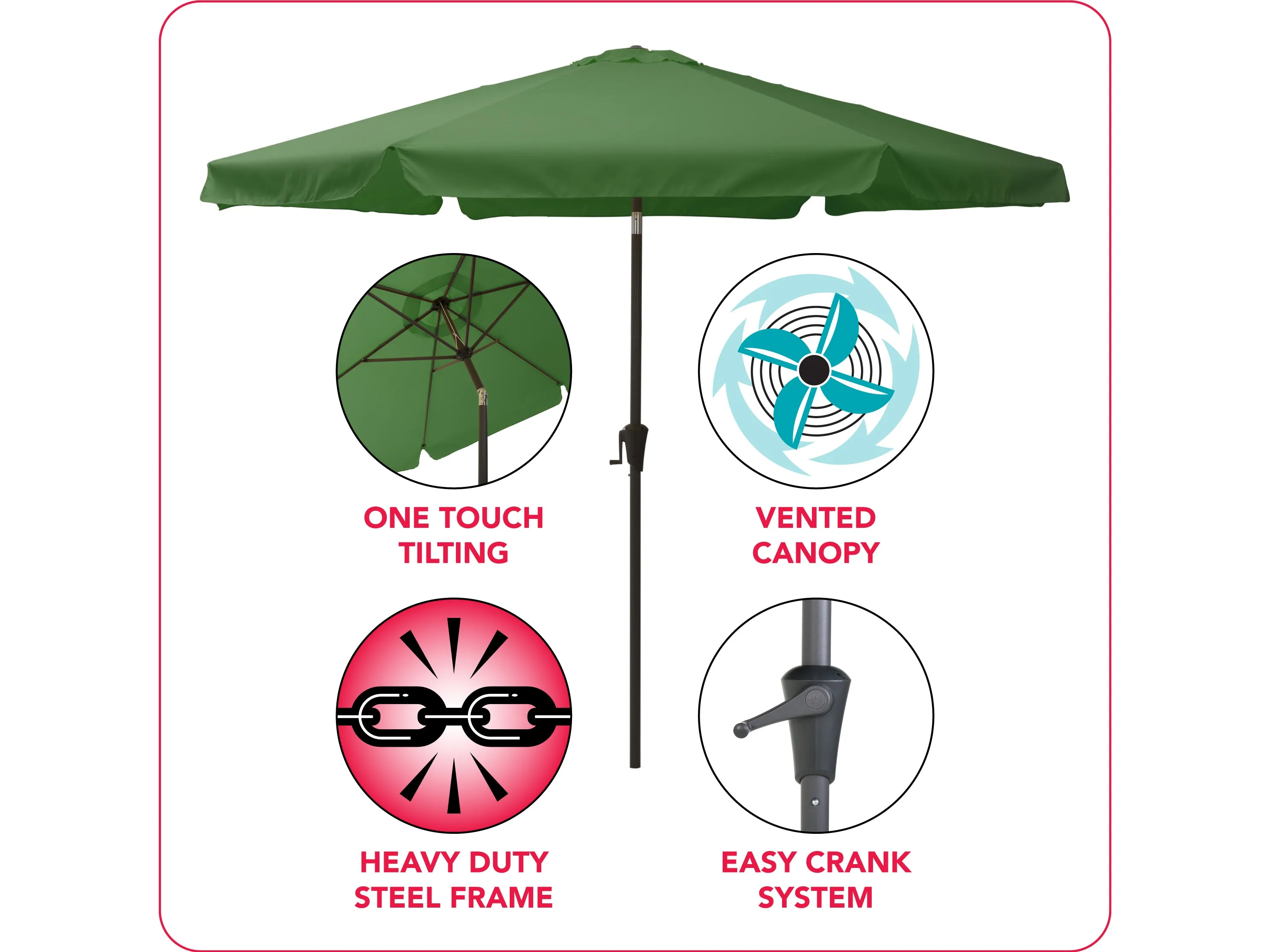 10ft Round Forest Green Patio Umbrella