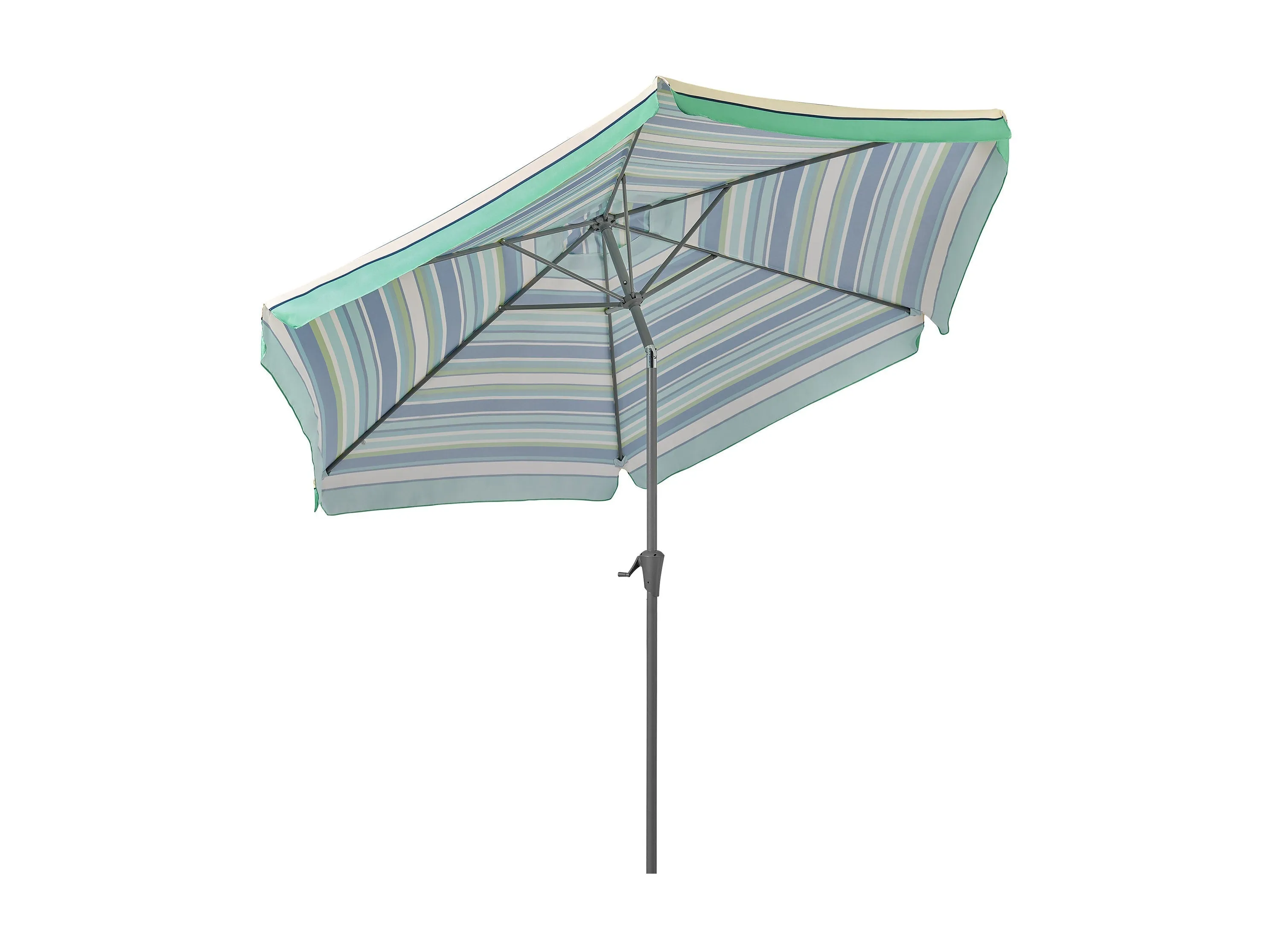 10ft Round Green and White Patio Umbrella