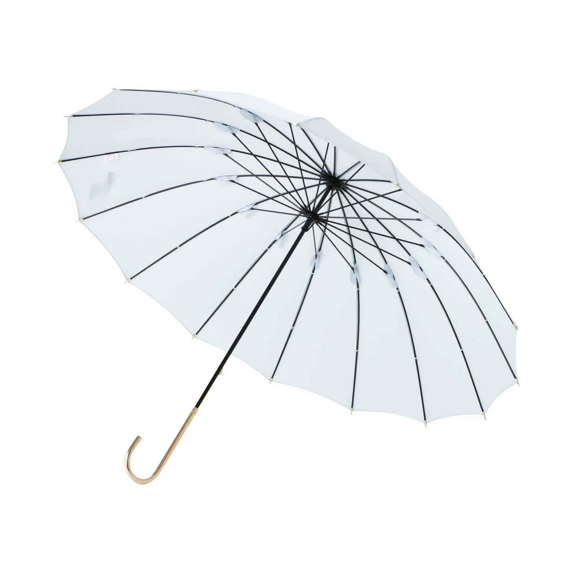 16-rib solid long umbrella blue-grey