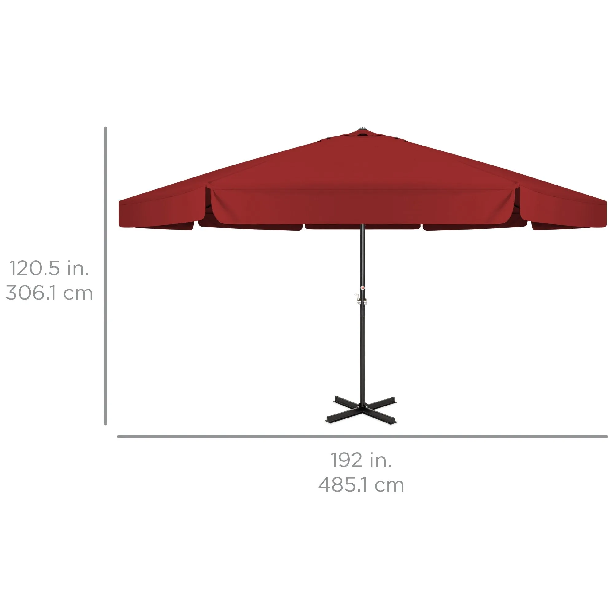 16ft Market Patio Umbrella w/ Cross Base, Crank, Aluminum Frame