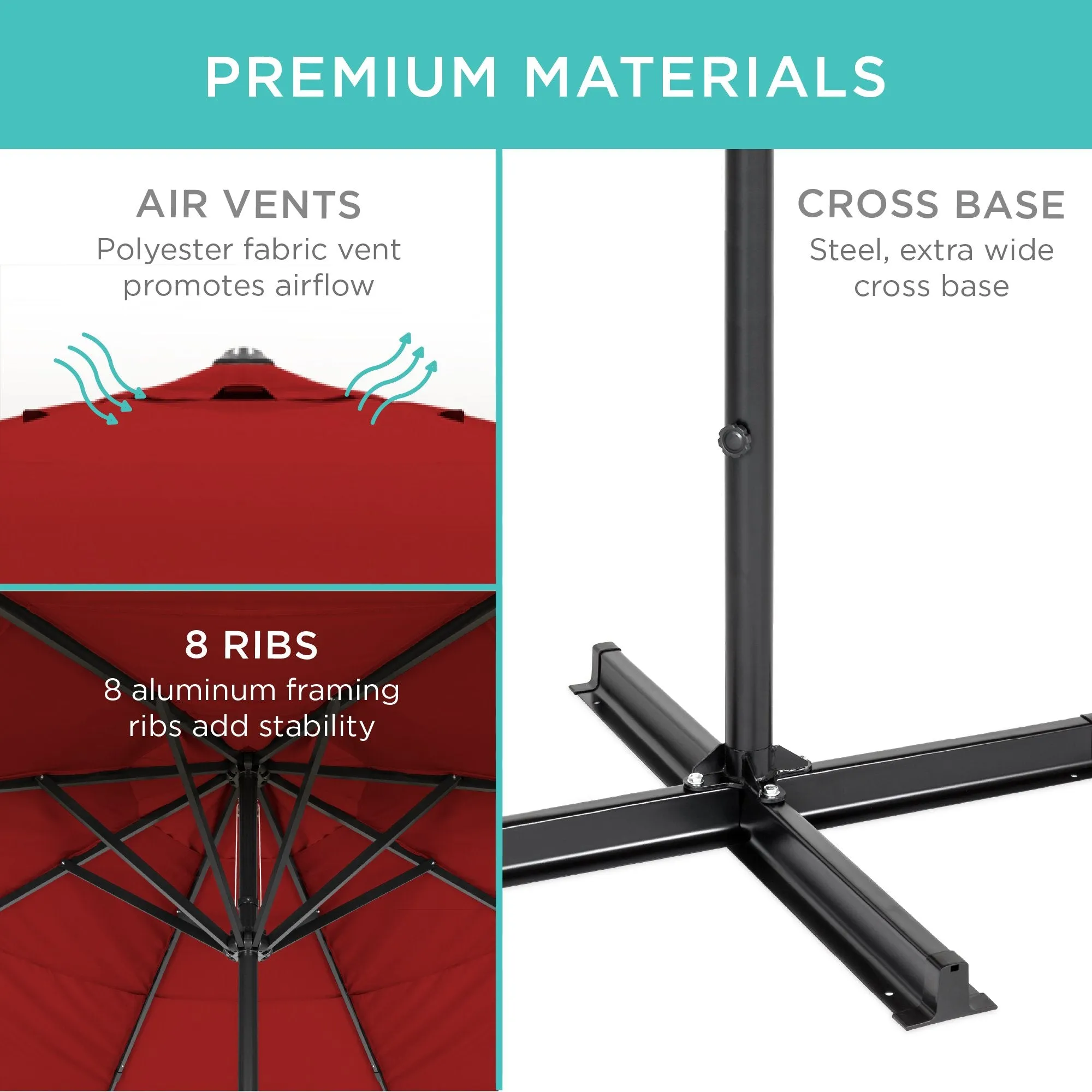 16ft Market Patio Umbrella w/ Cross Base, Crank, Aluminum Frame