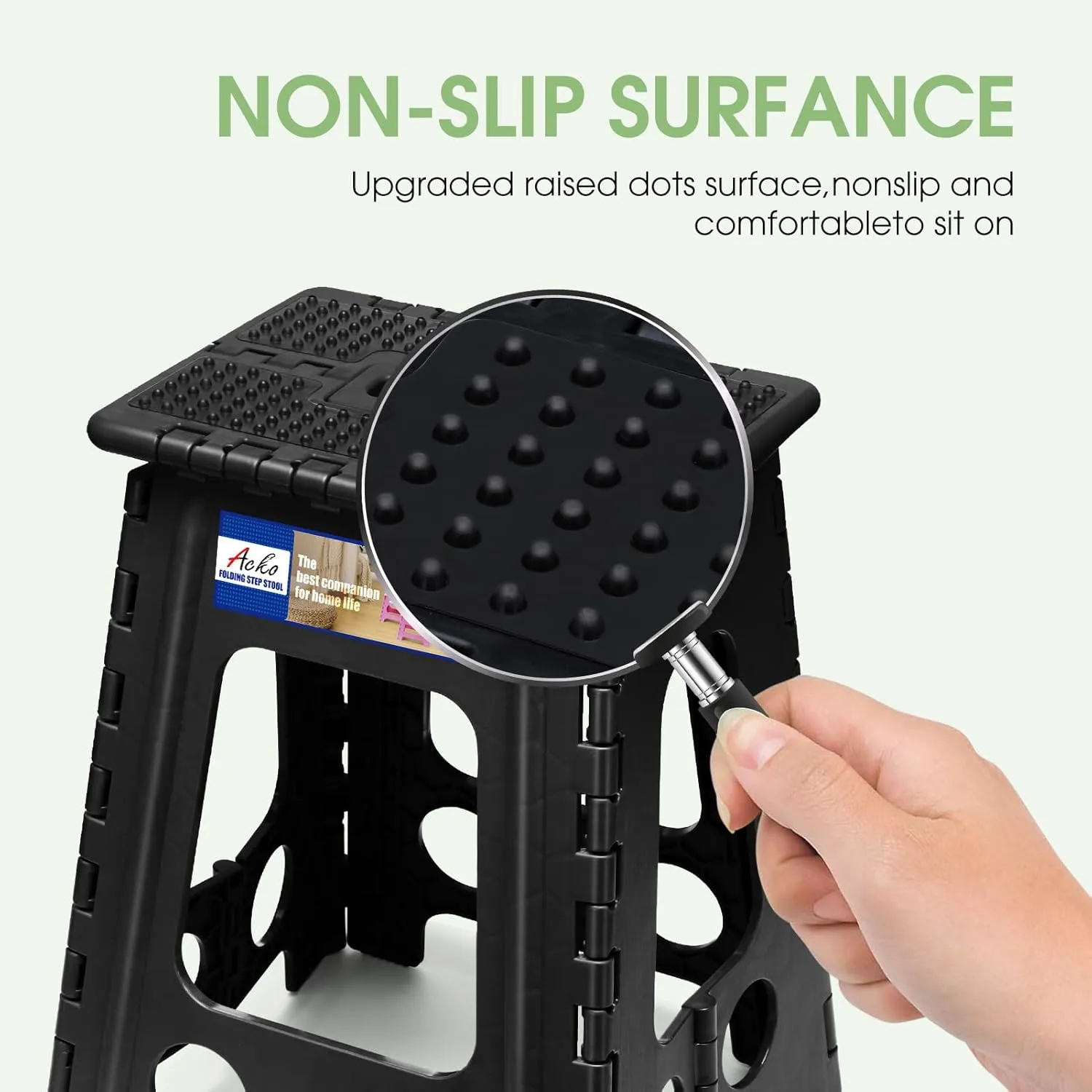 18 Inch Non Slip Dot Foldable Step Stool With Pin Structure