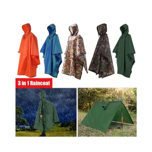 3 In 1 Raincoat Backpack Rain Cover Rain Coat Hood Hiking Cycling Rain Cover Poncho Waterproof Tent Outdoor Camping Tent Mat