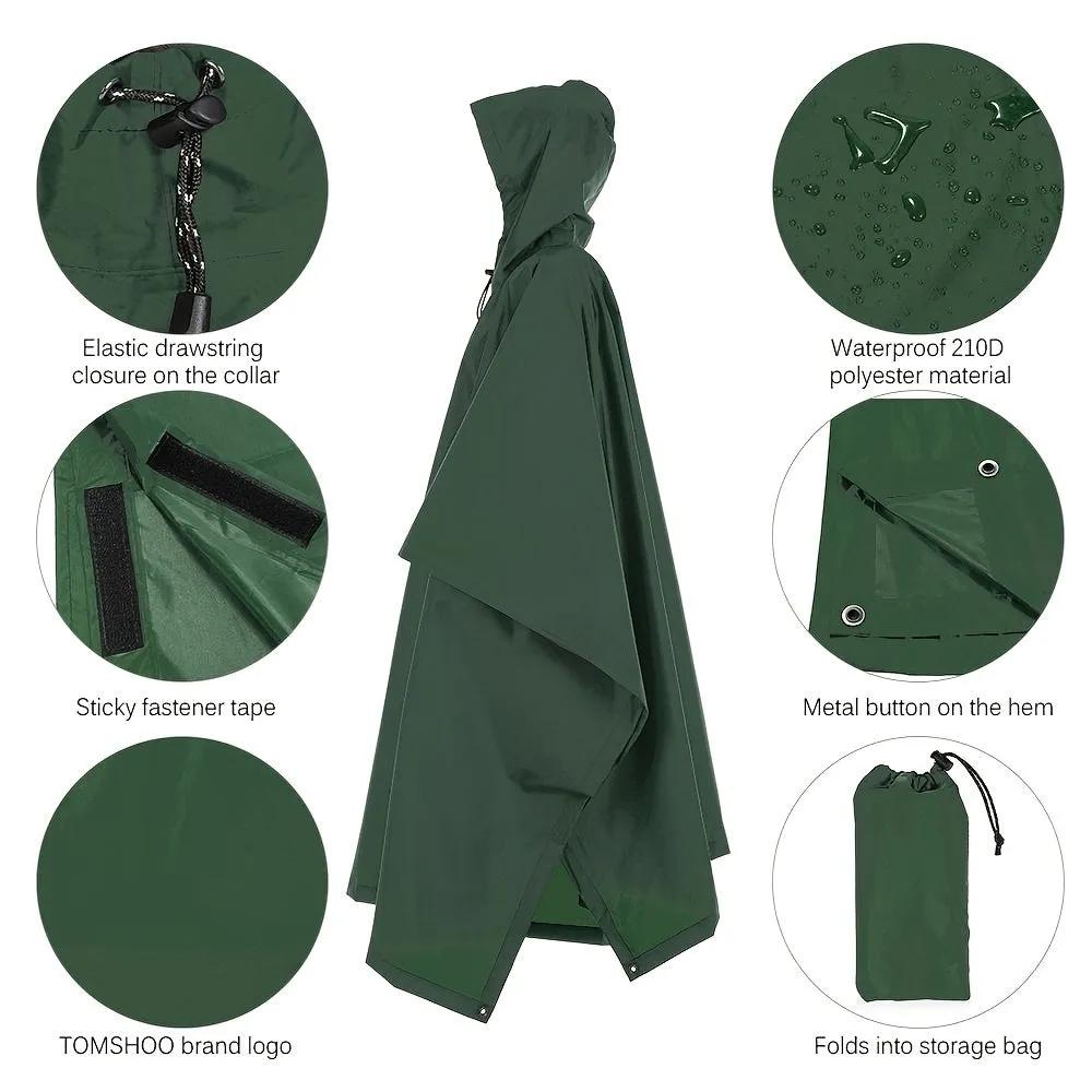 3 In 1 Raincoat Backpack Rain Cover Rain Coat Hood Hiking Cycling Rain Cover Poncho Waterproof Tent Outdoor Camping Tent Mat