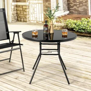 34 Inch Patio Dining Table with 1.5 inch Umbrella Hole for Garden