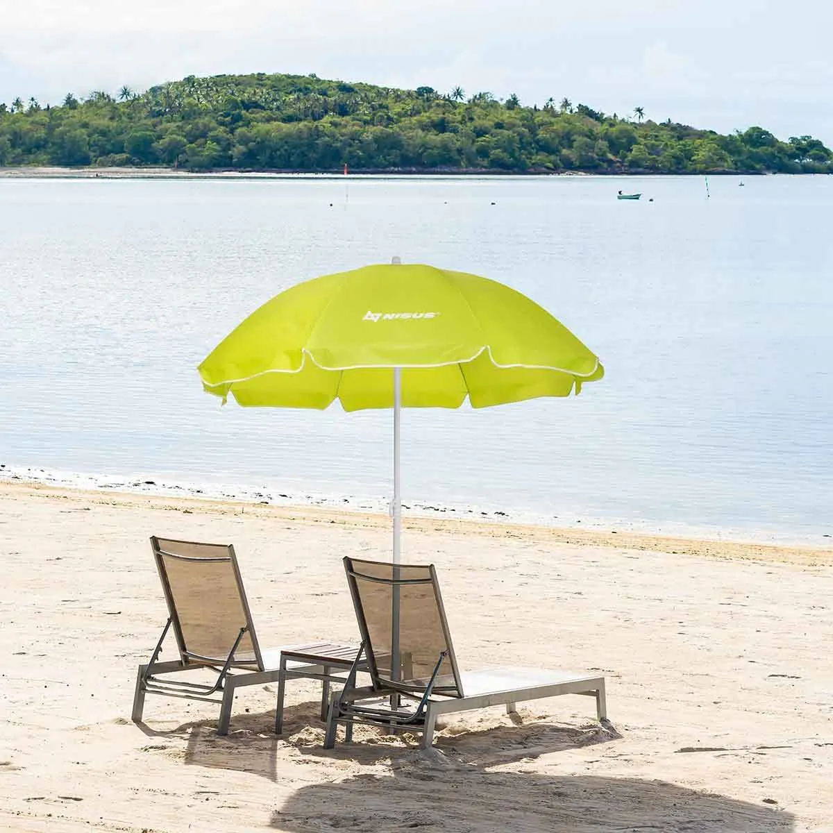 5, 6 ft Wholesale Lime Green Folding Beach Umbrella with Carry Bag