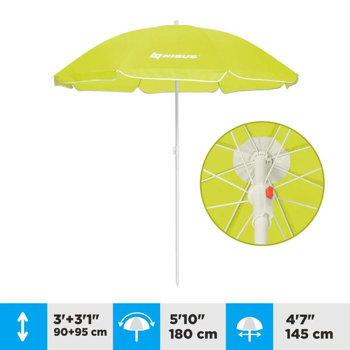 5, 6 ft Wholesale Lime Green Folding Beach Umbrella with Carry Bag