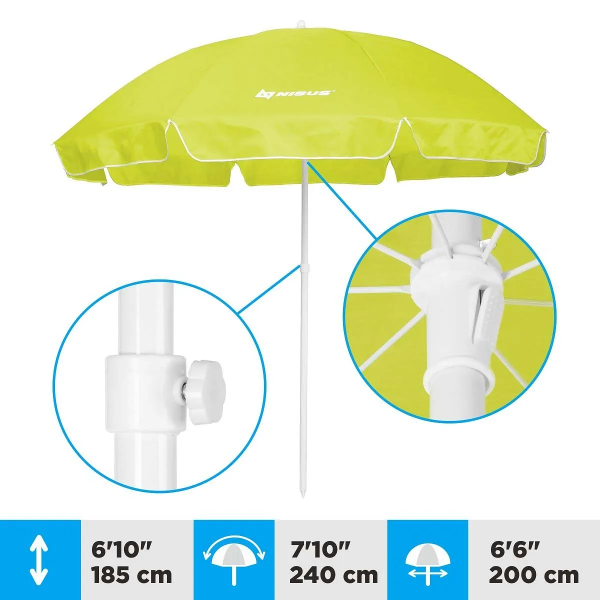 5, 6 ft Wholesale Lime Green Folding Beach Umbrella with Carry Bag