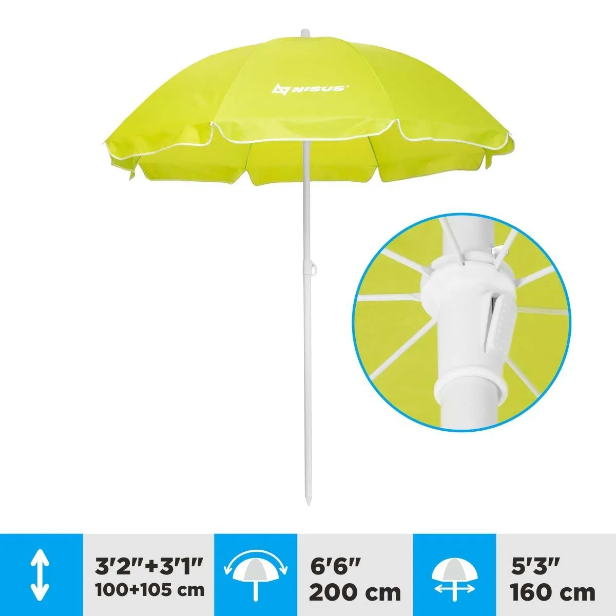 5, 6 ft Wholesale Lime Green Folding Beach Umbrella with Carry Bag