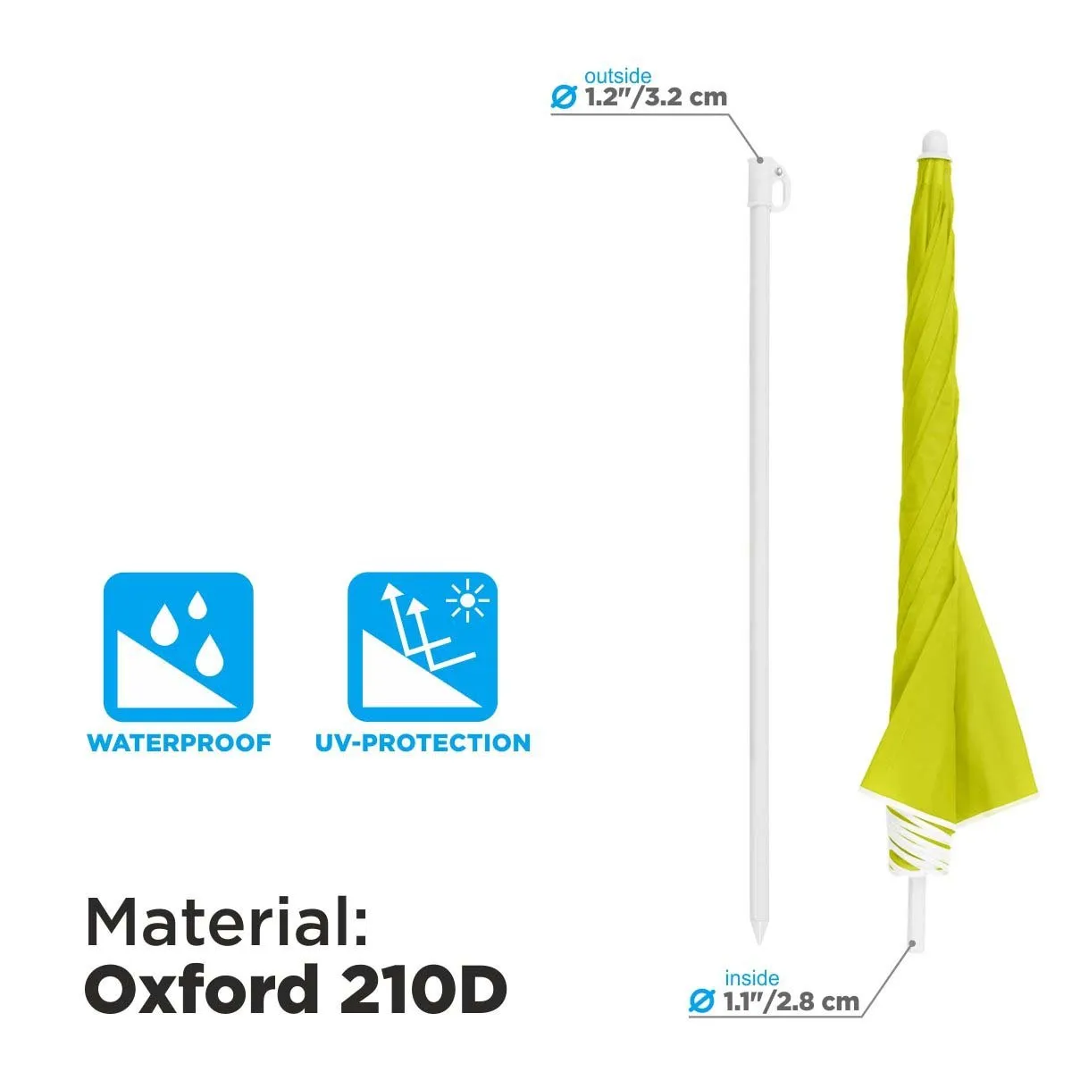 5, 6 ft Wholesale Lime Green Folding Beach Umbrella with Carry Bag