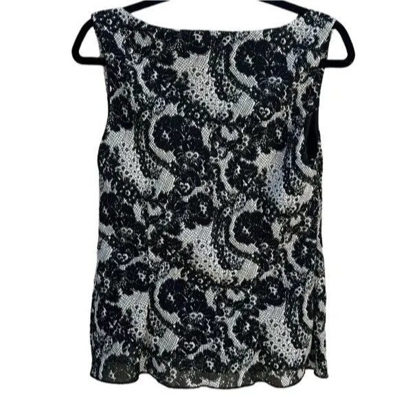 Biyaycda Career Lace Print Cowl Neck Lightweight Women's Sleeveless Shirt - L