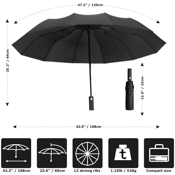 Black Automatic Rain Umbrella