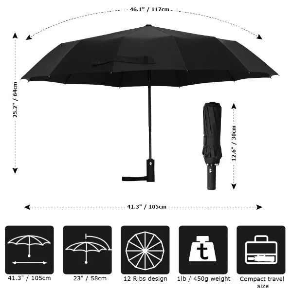 Black Classic Travel Umbrella