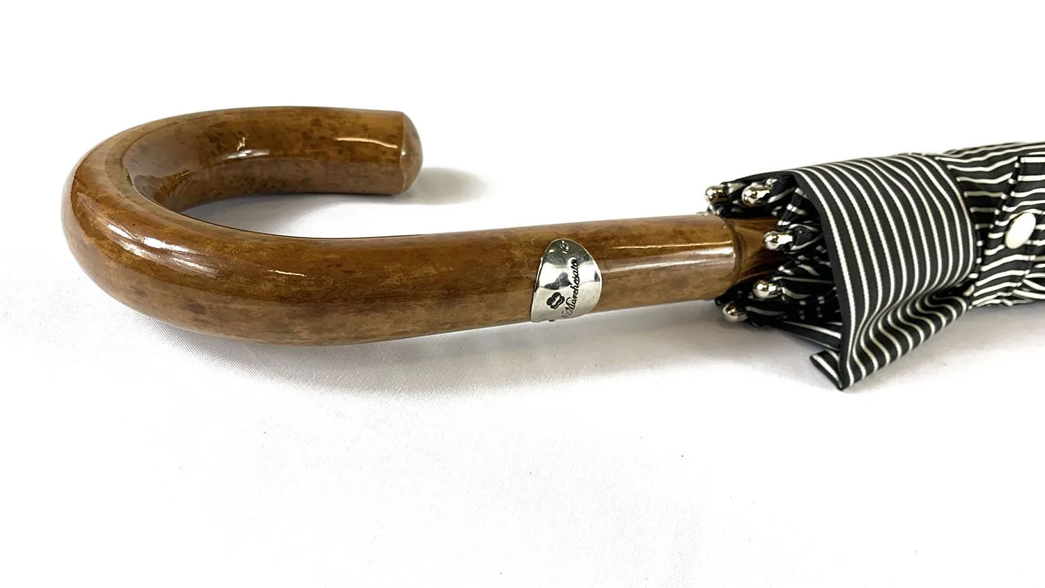 Black&White umbrella with Malacca Wood hand-curved