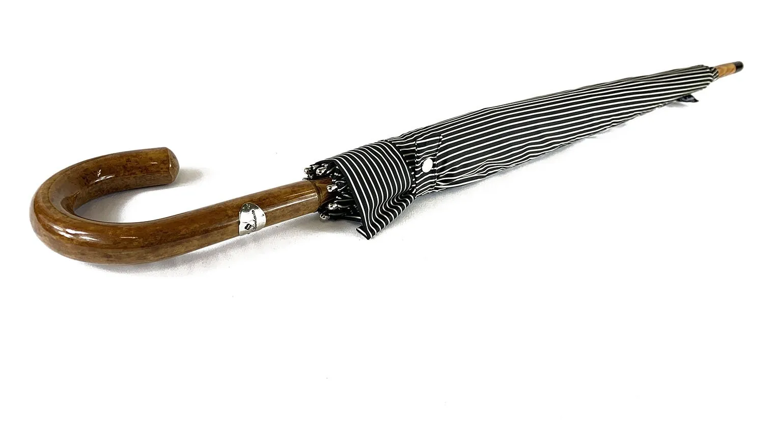 Black&White umbrella with Malacca Wood hand-curved