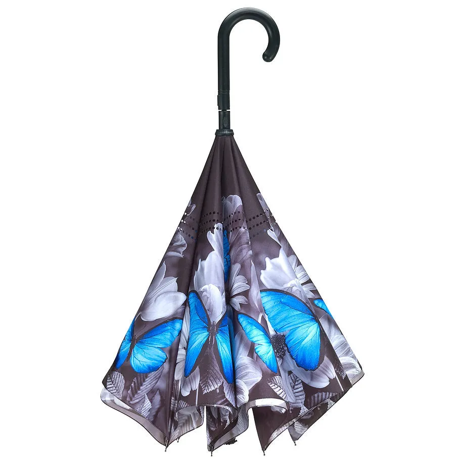 Blue Morpho Reverse Close Stick Umbrella