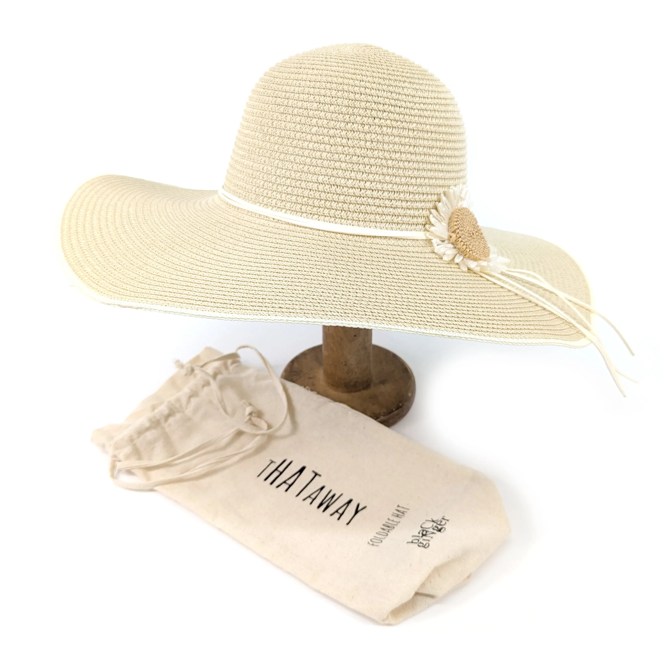 Bold Daisy Wide Brim Foldable Hat - Natural