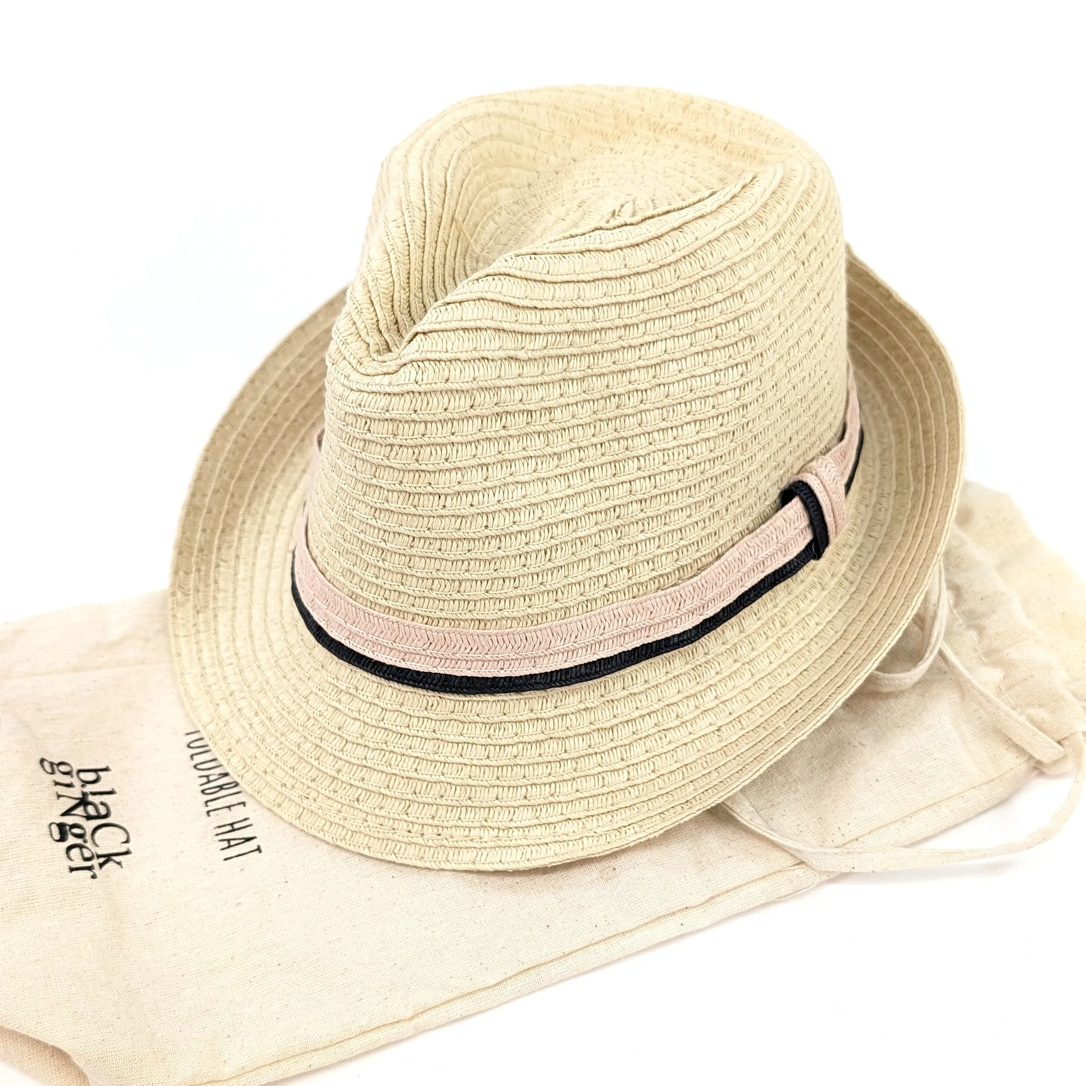 Childrens Foldable Trilby Hat - Pink Band