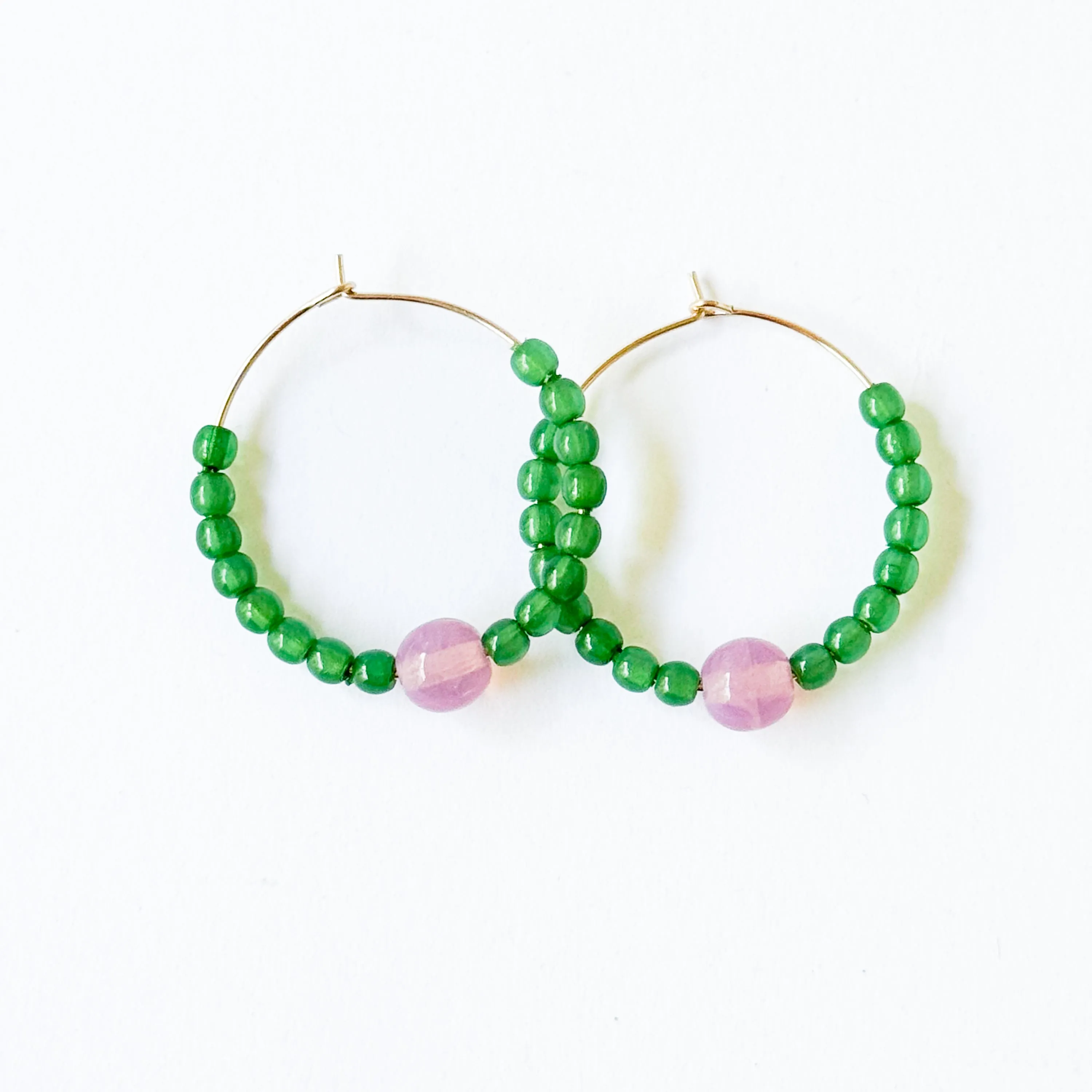 Colorful 1" Gold Filled Hoops with Beads - WS