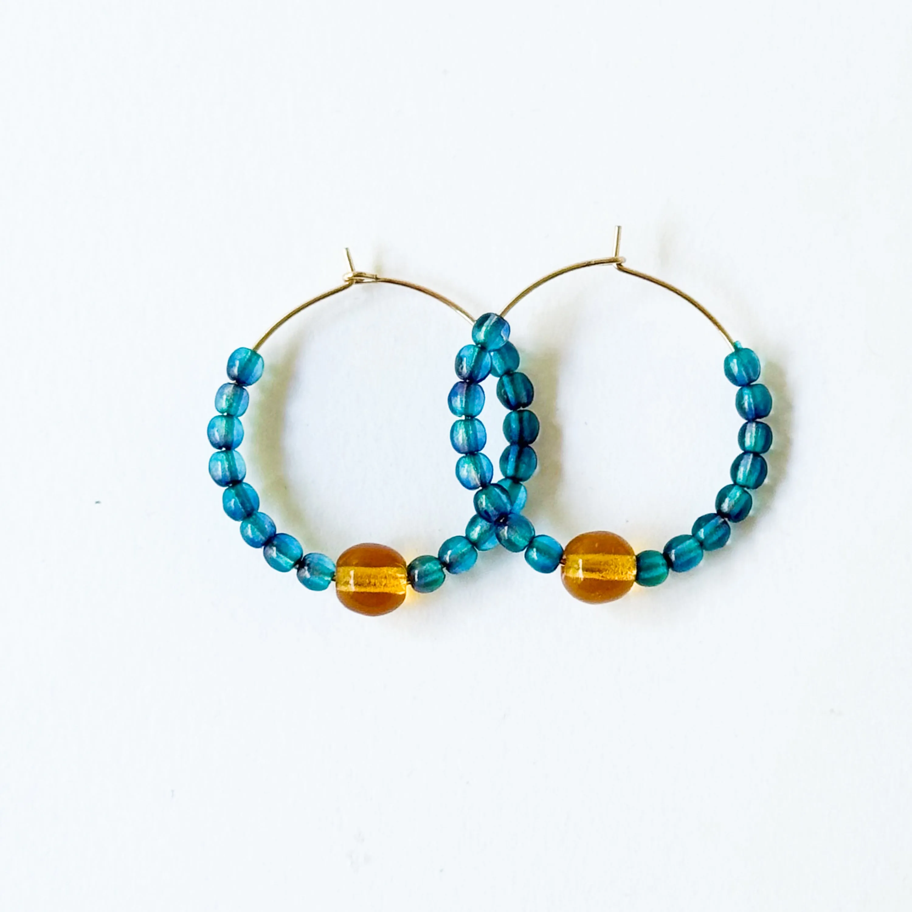 Colorful 1" Gold Filled Hoops with Beads - WS