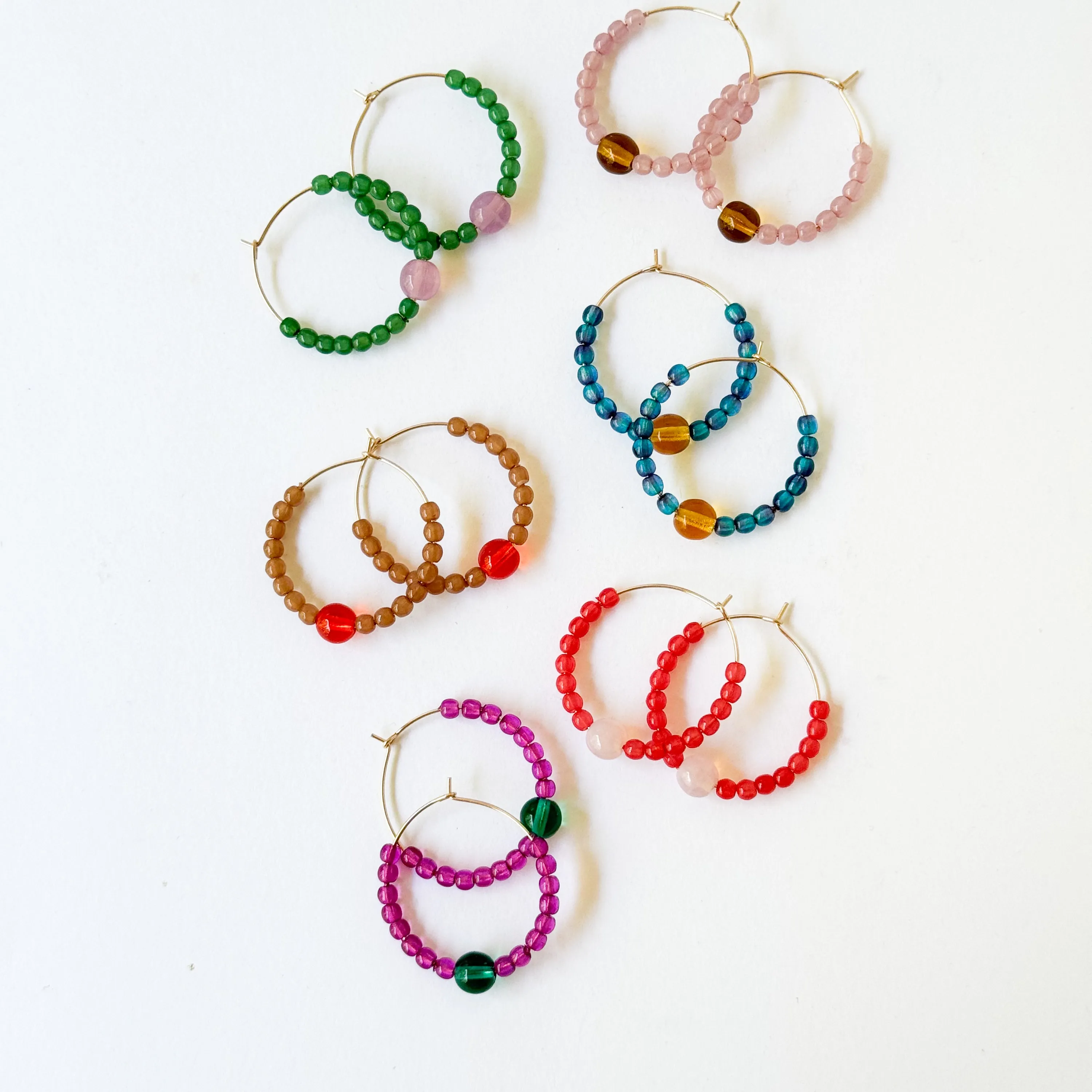 Colorful 1" Gold Filled Hoops with Beads - WS