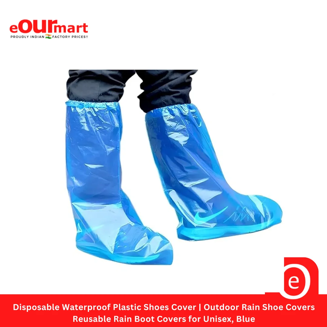 Disposable Waterproof Plastic Shoes Cover | Outdoor Rain Shoe Covers | Reusable Rain Boot Covers for Unisex, Blue