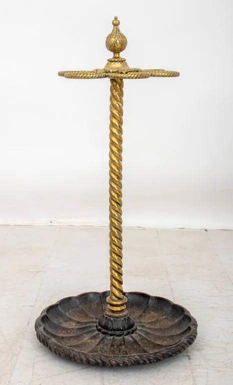 Edwardian Brass & Cast Iron Stick & Umbrella Stand