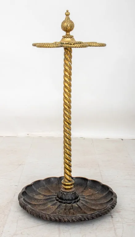 Edwardian Brass & Cast Iron Stick & Umbrella Stand