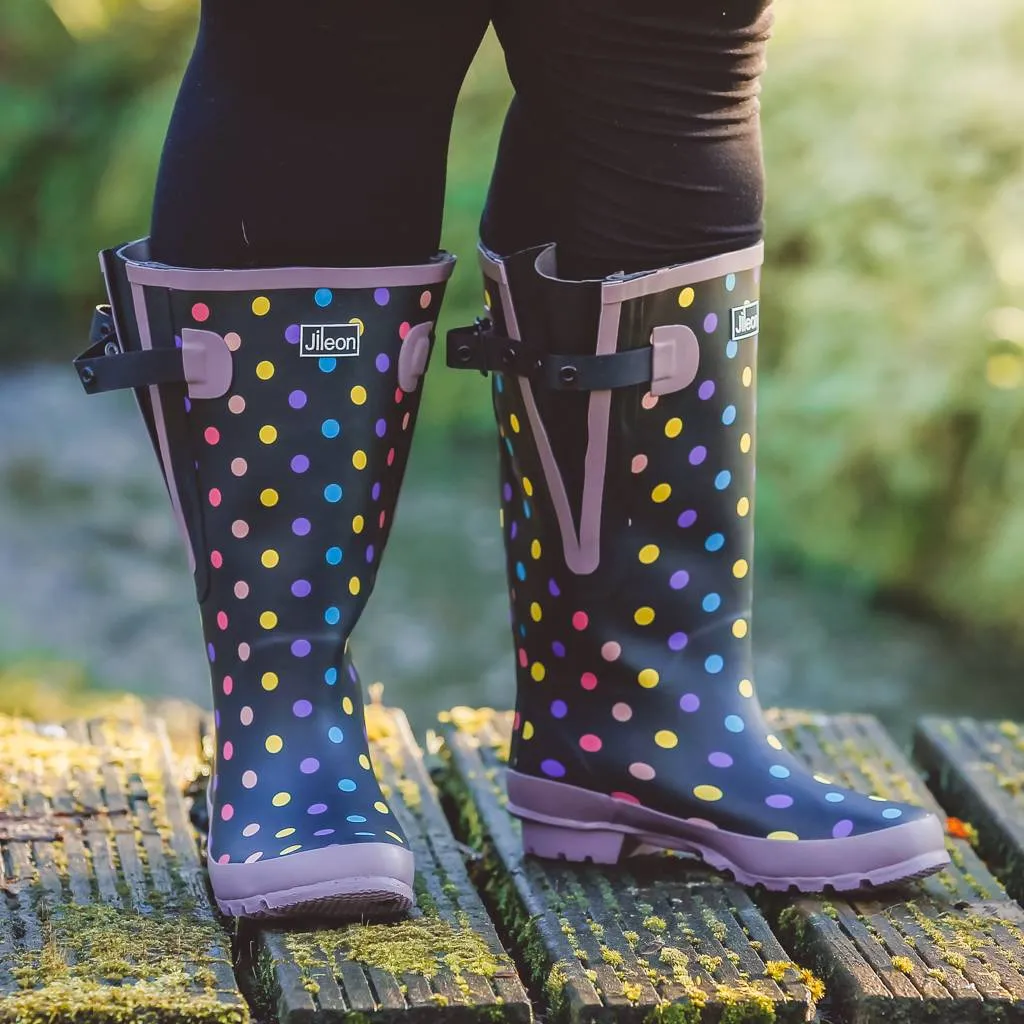 Extra Wide Calf Women's Spotty Rain Boots: 16-23 Inch Calf - Wide in Foot and Ankle