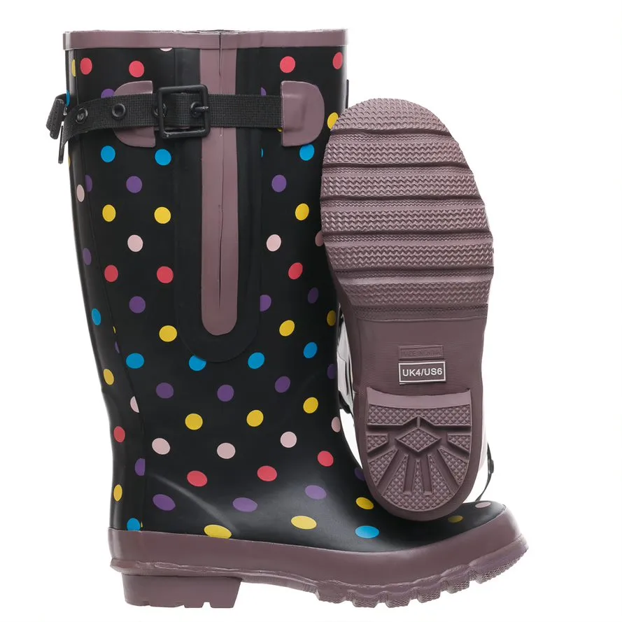 Extra Wide Calf Women's Spotty Rain Boots: 16-23 Inch Calf - Wide in Foot and Ankle