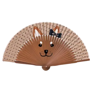 Folding Fan - Dog Beige