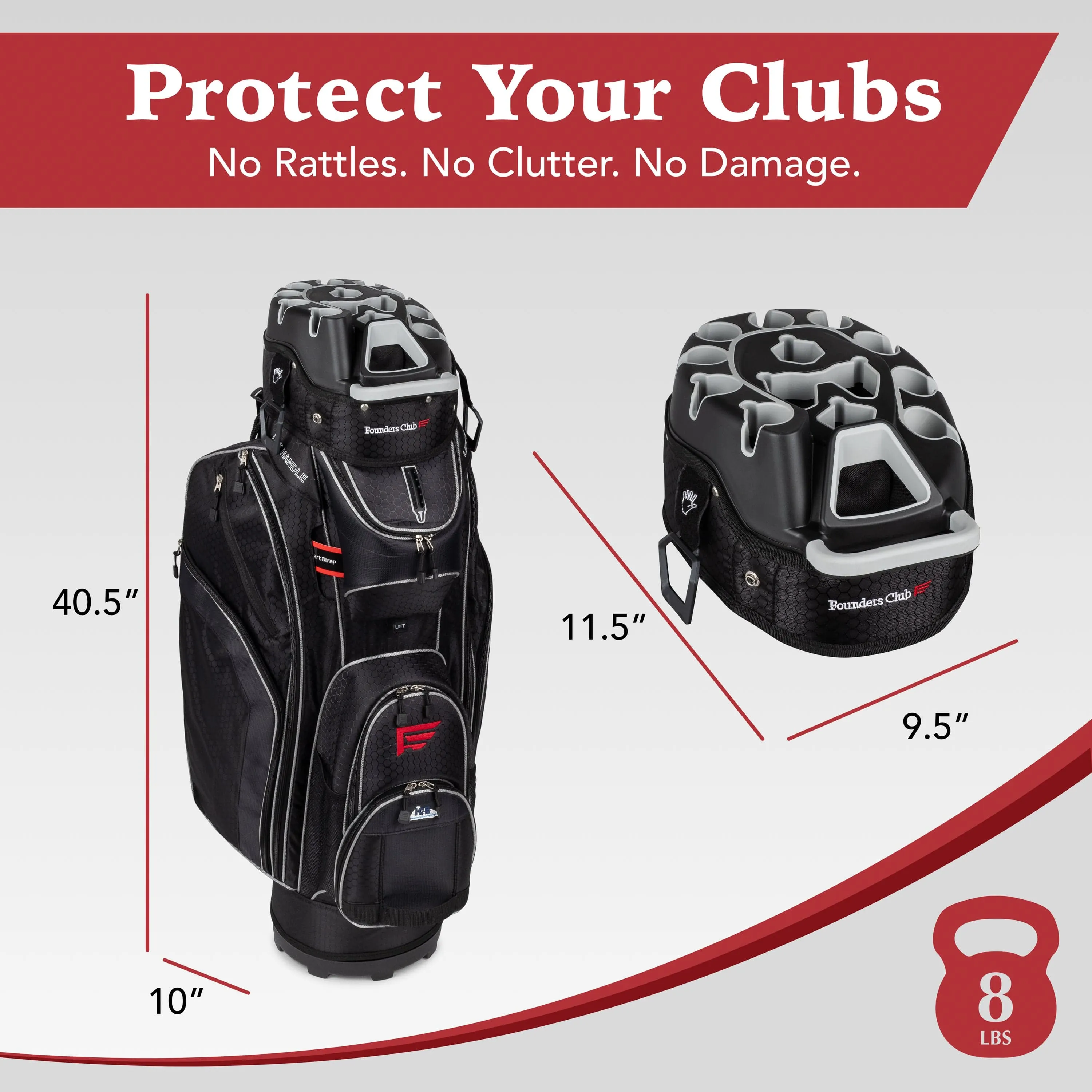 Founders Club 3rd Gen Premium Organizer 14 Way Golf Cart Bag - Charcoal