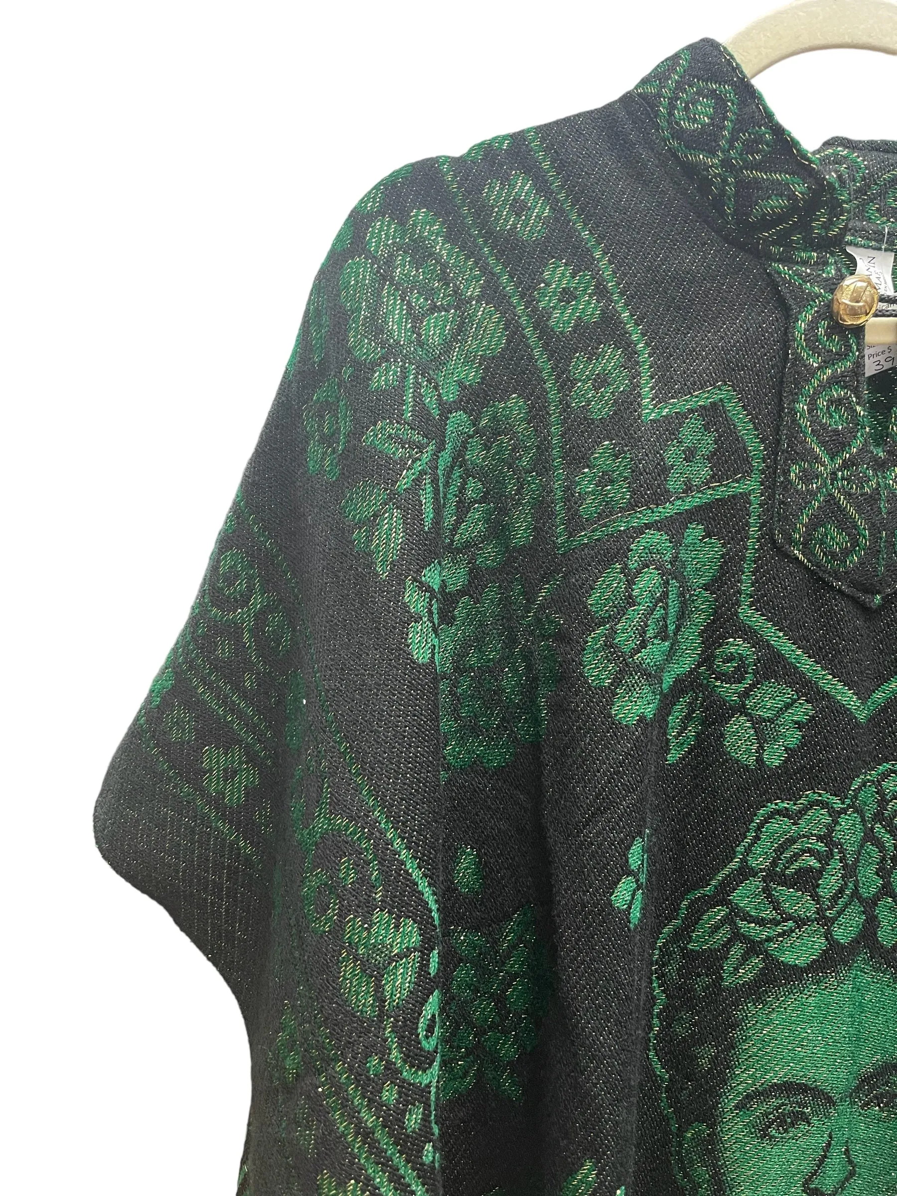 Frida Kahlo Shimmering Poncho Dark Green