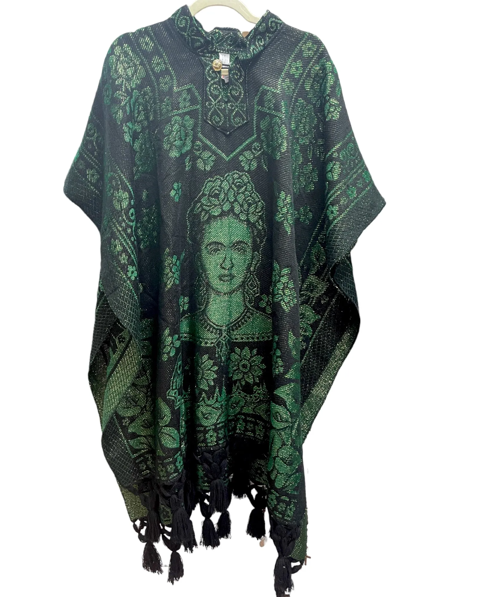 Frida Kahlo Shimmering Poncho Dark Green