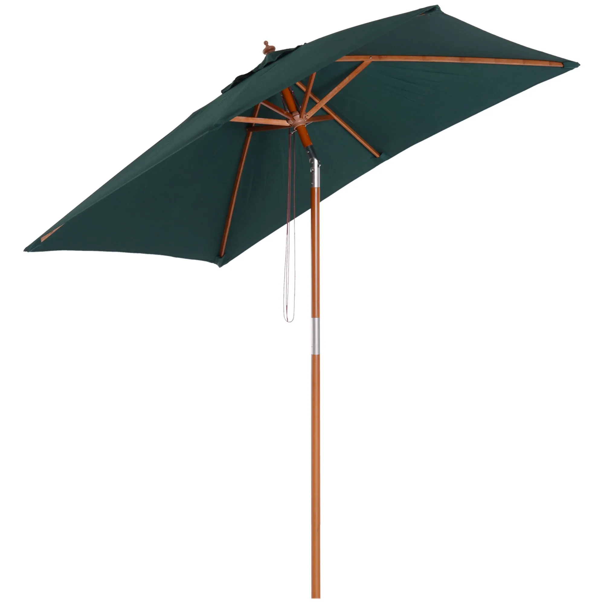 Garden Umbrella Patio Umbrella Market Parasol, Outdoor Sunshade 6 Ribs w/ Wood and Bamboo Frame, Brown Green