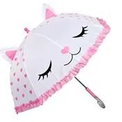 Girl's White Kitten Motif 17" Umbrella