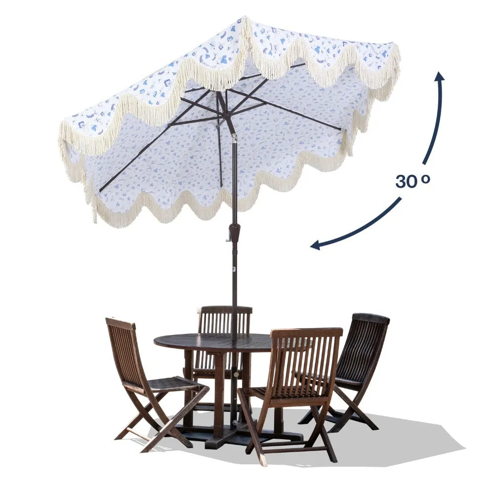 Globex 9 ft. Classic Cottage Tassel Market Patio Umbrella