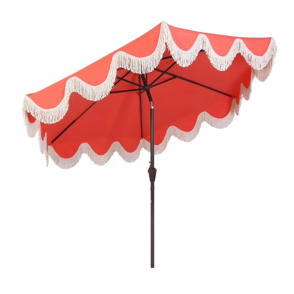 Globex 9 ft. Classic Cottage Tassel Market Patio Umbrella