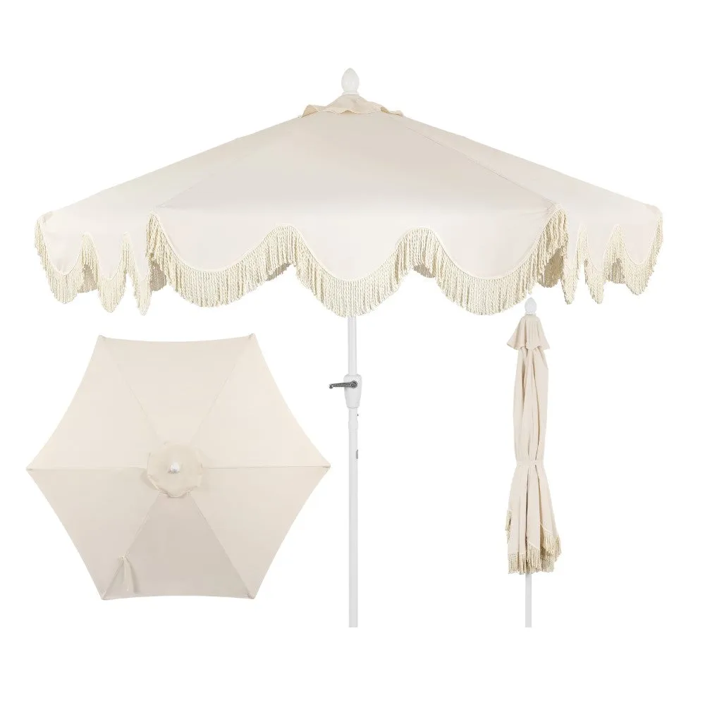 Globex 9 ft. Classic Cottage Tassel Market Patio Umbrella