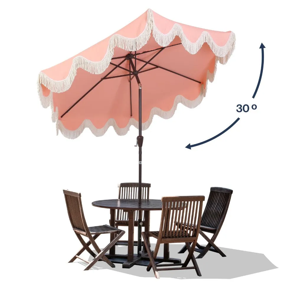 Globex 9 ft. Classic Cottage Tassel Market Patio Umbrella