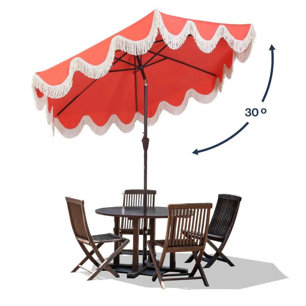 Globex 9 ft. Classic Cottage Tassel Market Patio Umbrella