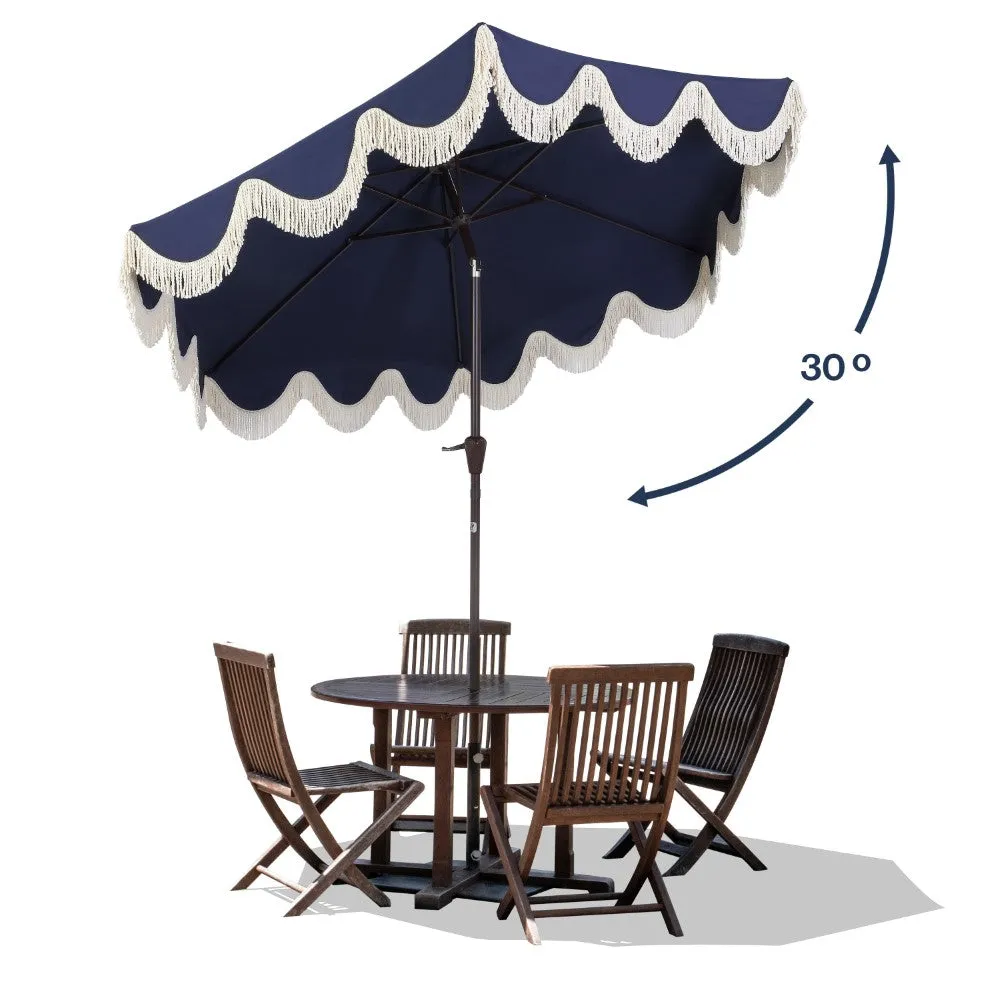 Globex 9 ft. Classic Cottage Tassel Market Patio Umbrella