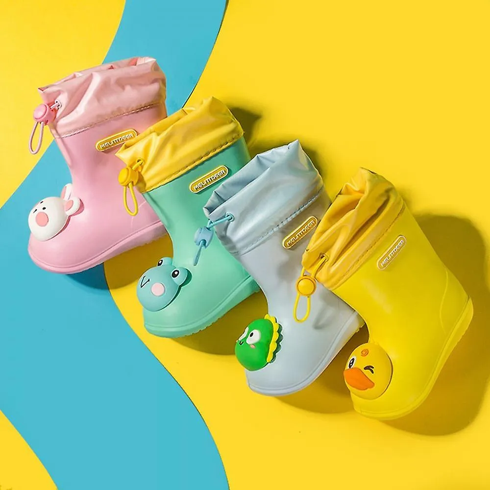 Green 180Children's Cartoon Pvc Rubber Waterproof Rain Boots Fashion Classic Baby Water Shoes Rabbit Frog Dolls Boys Girls