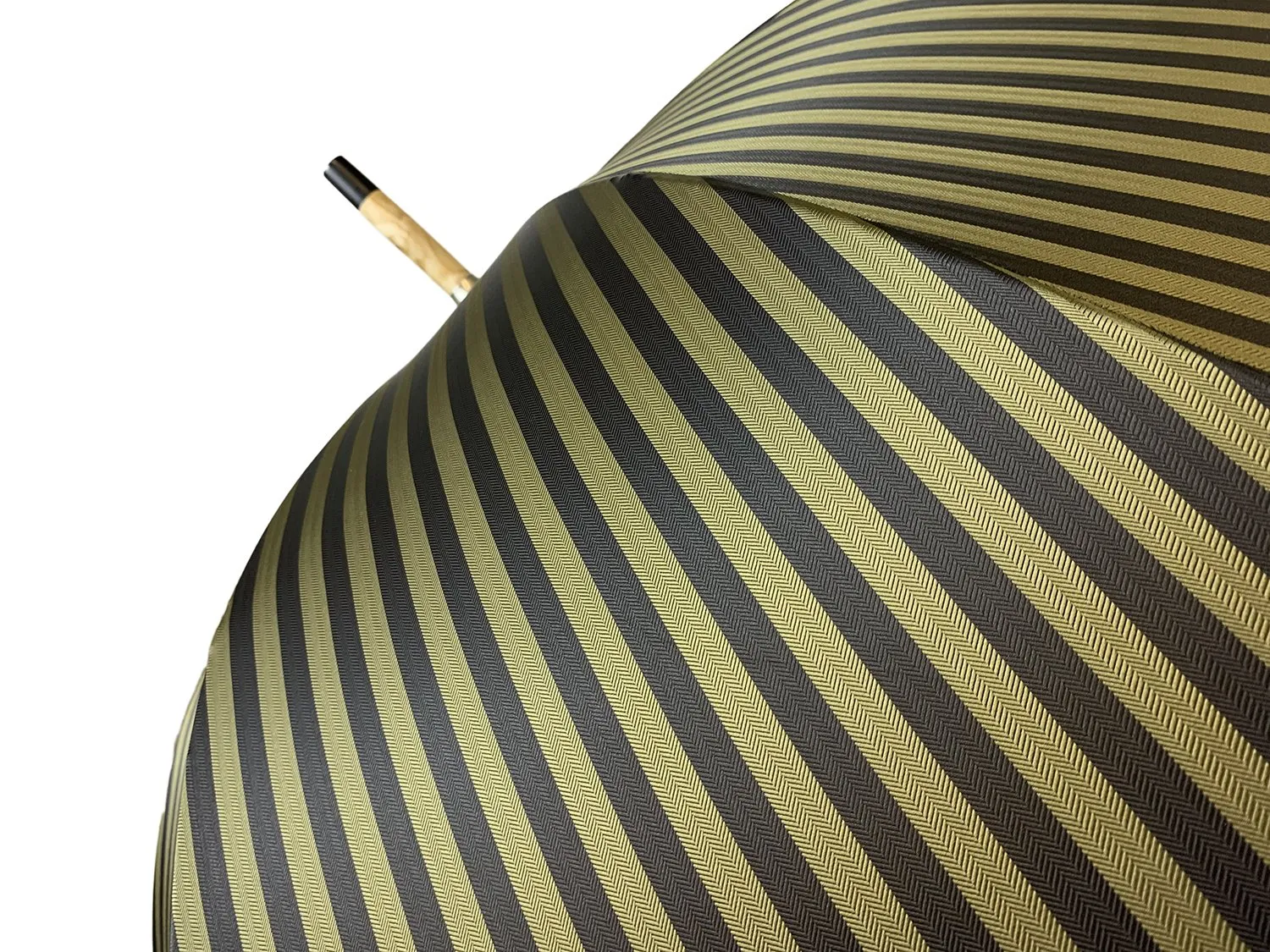 Handcrafted Dark Green striped Umbrella - Natural Ash Wood hand-curved