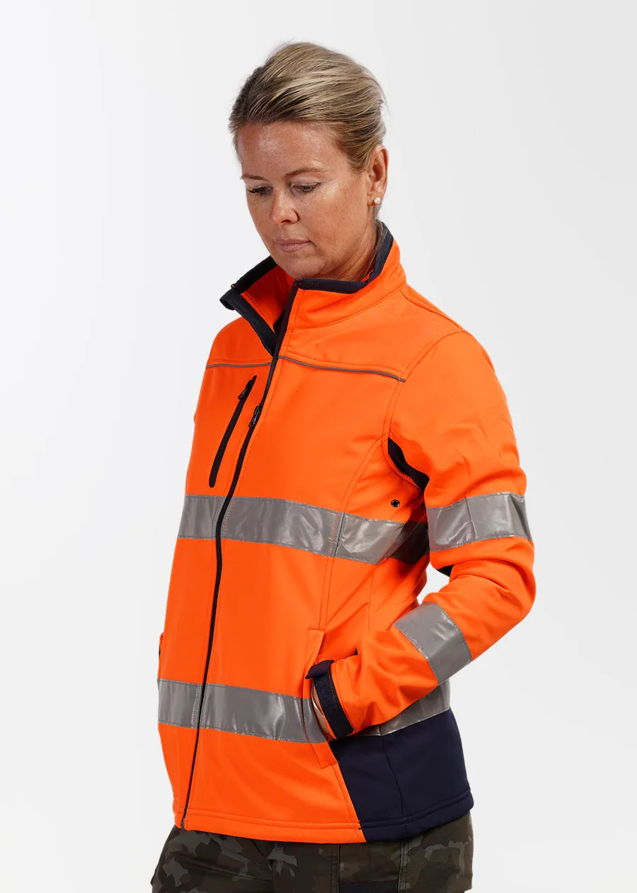 Hi vis women's taped soft shell jacket