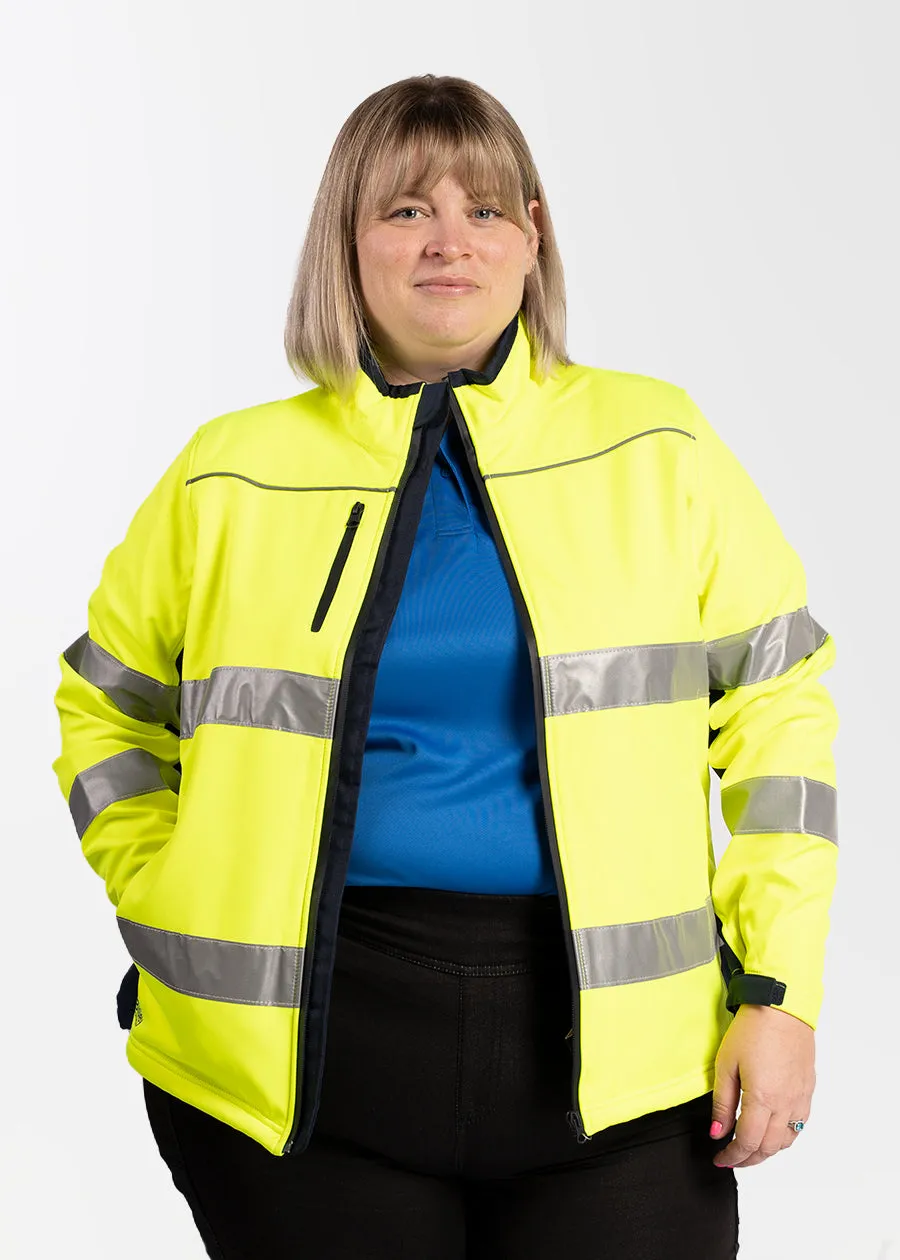 Hi vis women's taped soft shell jacket