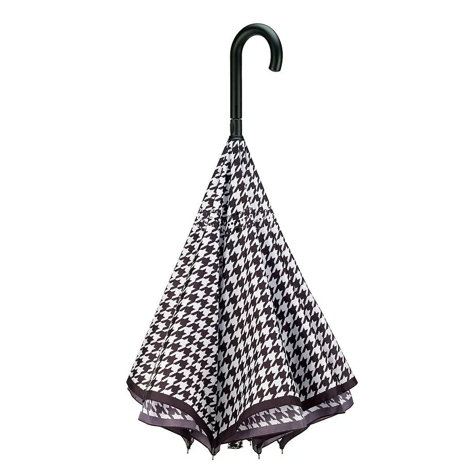 Houndstooth Reverse Close Stick Umbrella