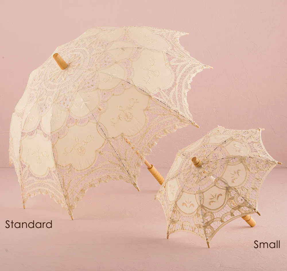 Ivory Battenburg Lace Parasol - Standard